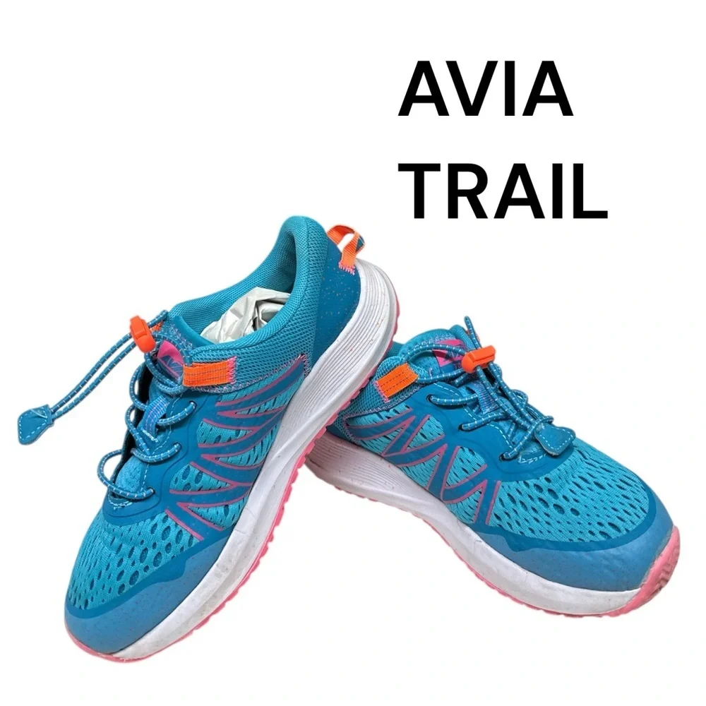 Avia Trail Running Shoes Kids Girls US 2 All Terrain Teal Pink Orange Sneakers